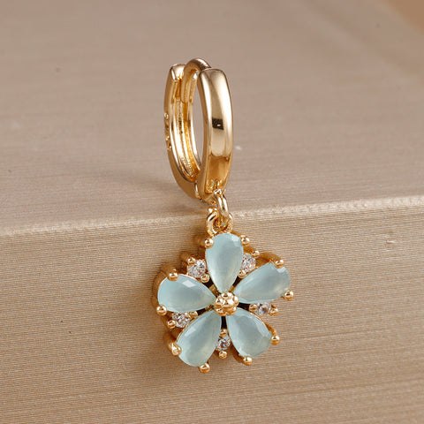 Fashion Trend Diamond Flower Earrings