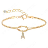 Fashion Copper Inlaid Zircon 26 Letter Knotted Bracelet