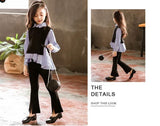 3 Pcs Shirt+vest+pant(cotton) Winter Dress For Girls Colors: Blue