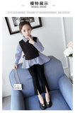 3 Pcs Shirt+vest+pant(cotton) Winter Dress For Girls Colors: Blue