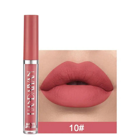 HANDAIYAN Matte Liquid Lipstick Velvet Pigments Lip Gloss Waterproof Moisturizer Nonstick Cup Lip Tint Beauty Cosmetics TSLM1