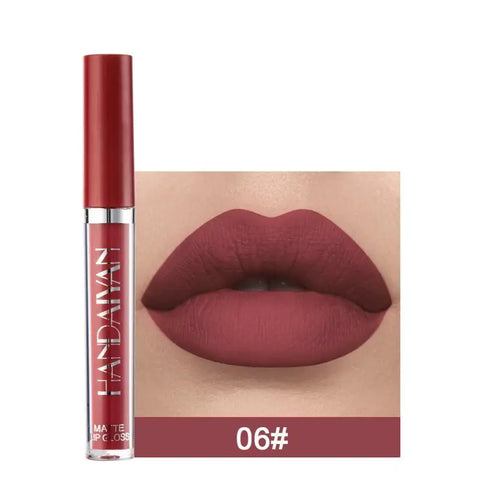 HANDAIYAN Matte Liquid Lipstick Velvet Pigments Lip Gloss Waterproof Moisturizer Nonstick Cup Lip Tint Beauty Cosmetics TSLM1