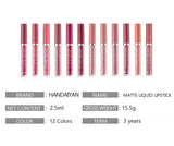 HANDAIYAN Matte Liquid Lipstick Velvet Pigments Lip Gloss Waterproof Moisturizer Nonstick Cup Lip Tint Beauty Cosmetics TSLM1