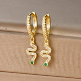 Red And Green Eyes Snake Cone Eardrops Earrings