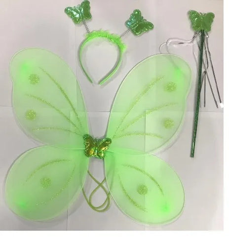 Kids Baby Fairy Wings Fashion Butterfly Wings Dress Up Party 3 Pcs Set (wing+stick+ Hairband)