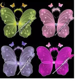 Kids Baby Fairy Wings Fashion Butterfly Wings Dress Up Party 3 Pcs Set (wing+stick+ Hairband)