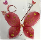 Kids Baby Fairy Wings Fashion Butterfly Wings Dress Up Party 3 Pcs Set (wing+stick+ Hairband)