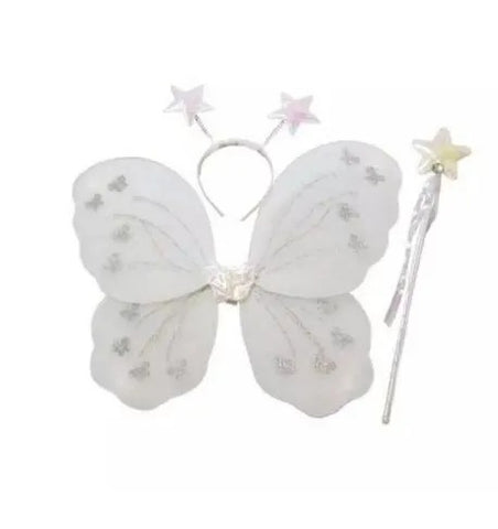 Kids Baby Fairy Wings Fashion Butterfly Wings Dress Up Party 3 Pcs Set (wing+stick+ Hairband)