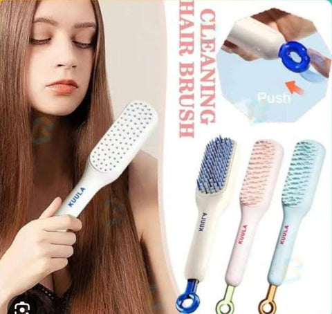 Self Cleaning Hair Brush, One-click Cleaning Telescopic Hair Comb – Without Box (random Color)