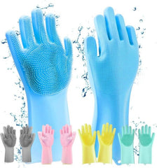 Silicone Washing Full Finger Gloves – For Home (random Colors)